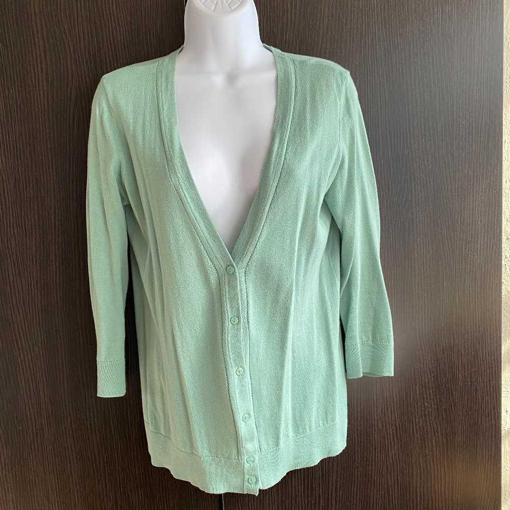 LOFT Mint V-Neck Button Down Cardigan